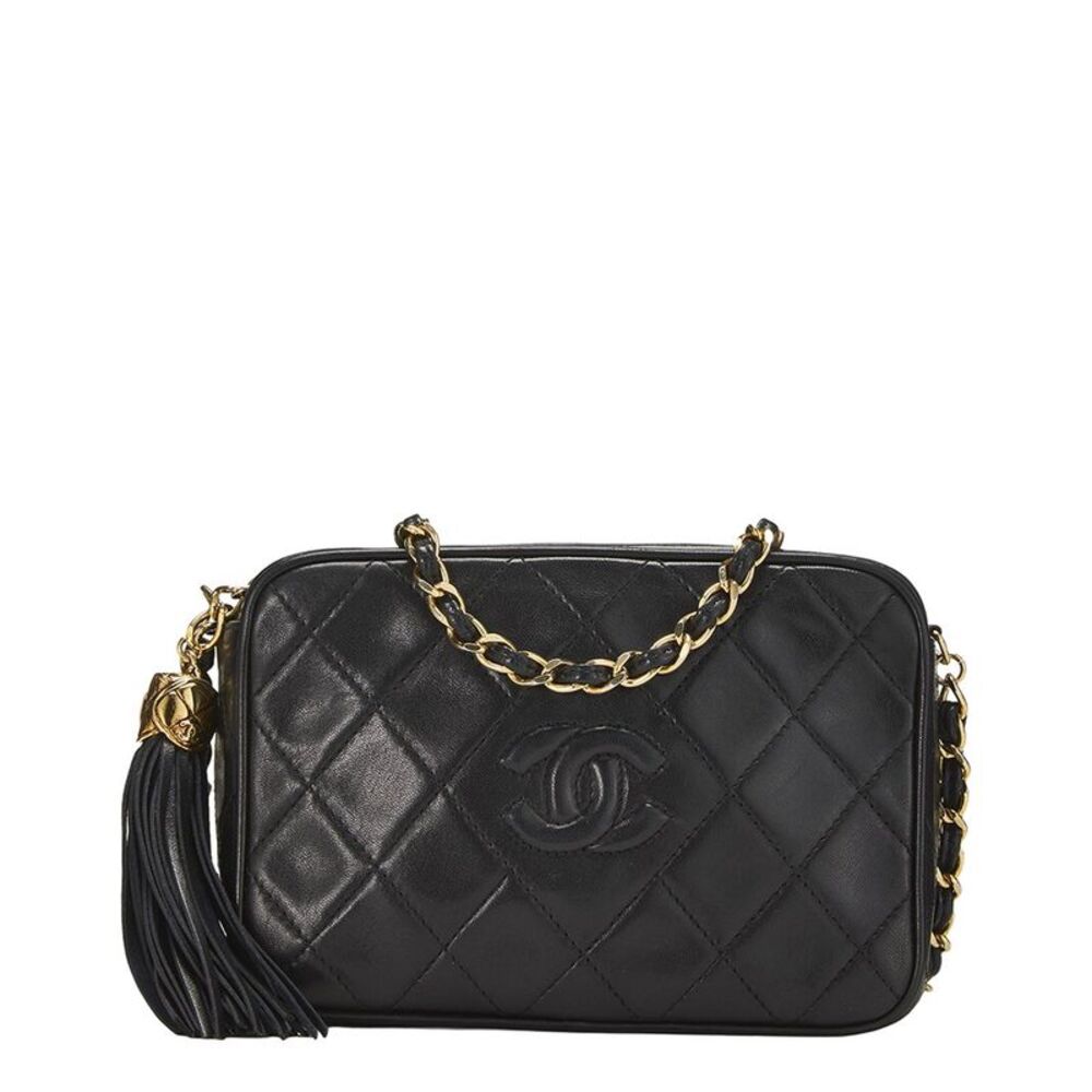 Chanel Black Quilted Lambskin 'Cc' Camera Bag Mini (Authentic Pre-Loved)